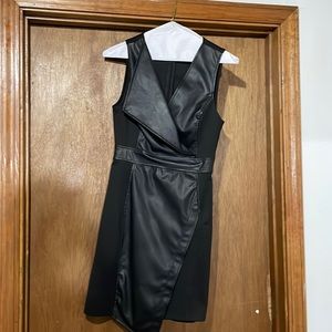 BCBG Black Mini part leather dress, size small